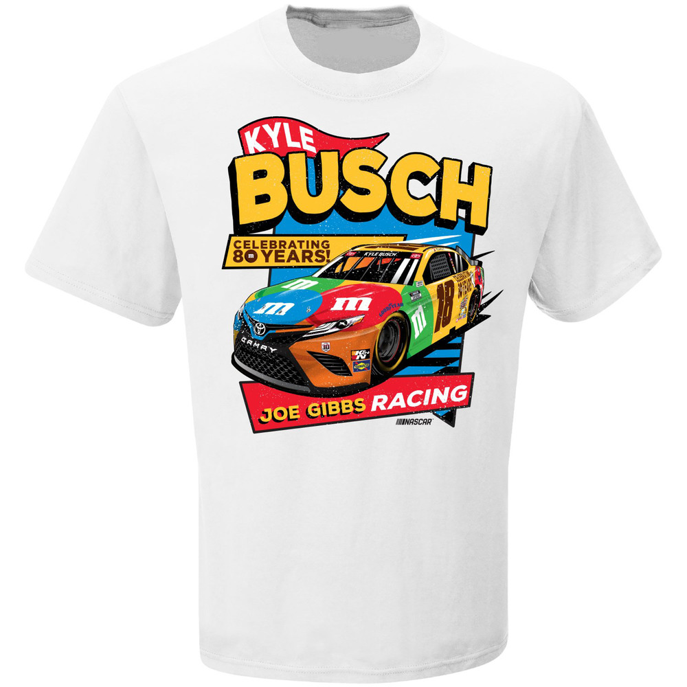Kyle Busch Men's #18 M&M's Darlington 80th Anniversary Licensed NASCAR T-Shirt